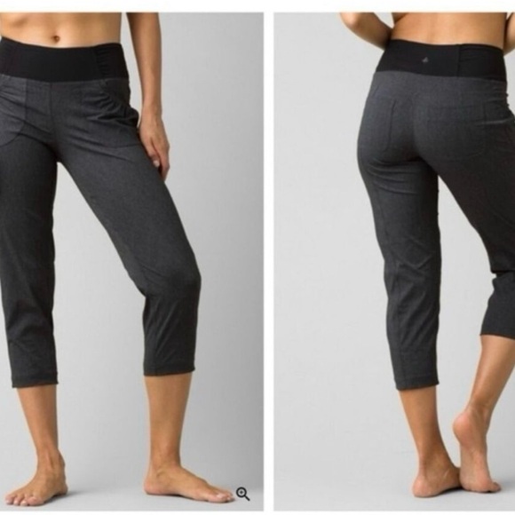 Prana Pants - Prana hiking Charcoal cropped Leggings with Black Waistband